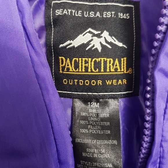 Pacific Trail girls 12 months 2 piece purple & teal snow suit NWT - Picture 4 of 7